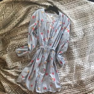 Only Navy Blue-stripes and floral button dress!